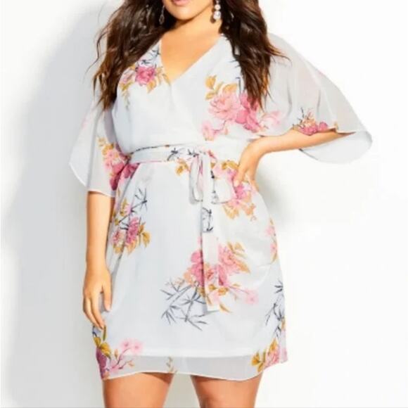 City Chic Wrap Dress‎ Beloved Ivory floral boho size S / 16 new! - Picture 1 of 10
